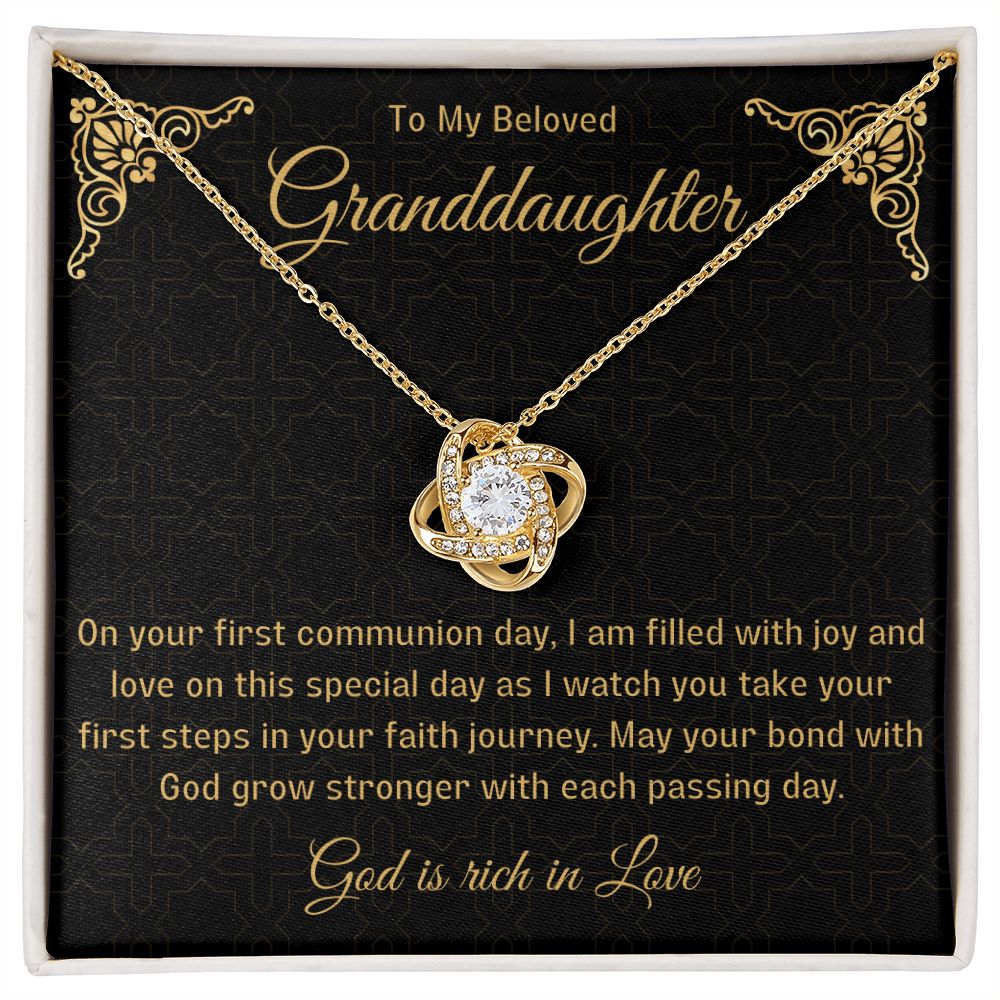 1st Communion Gifts for Granddaughter, Christening, Baptism, Confirmation, Necklace & Meaningful Message in Gift Box from Grandmother