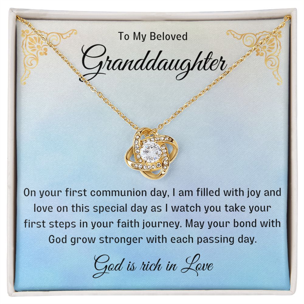 1st Communion Gifts for Granddaughter, Christening, Baptism, Confirmation, Necklace & Meaningful Message in Gift Box from Grandmother
