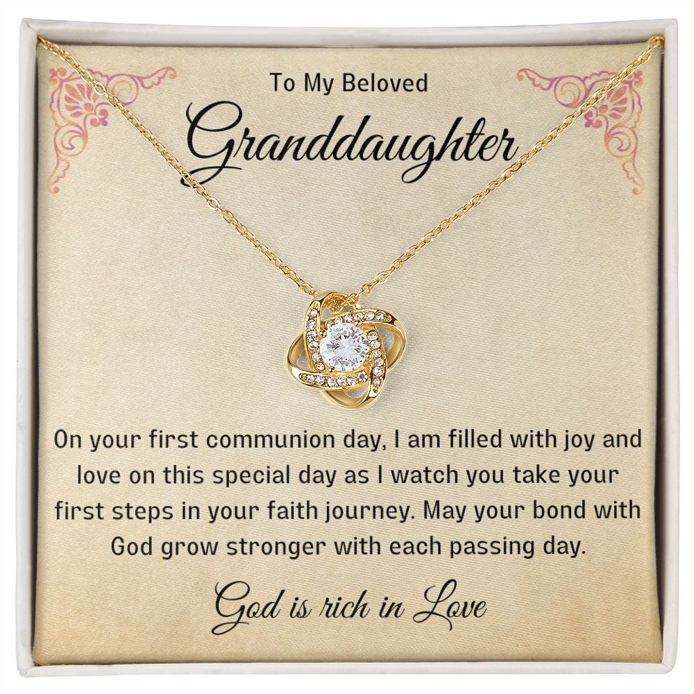 1st Communion Gifts for Granddaughter, Christening, Baptism, Confirmation, Necklace & Meaningful Message in Gift Box from Grandmother