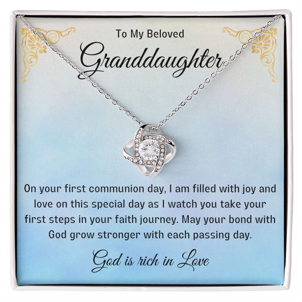 1st Communion Gifts for Granddaughter, Christening, Baptism, Confirmation, Necklace & Meaningful Message in Gift Box from Grandmother