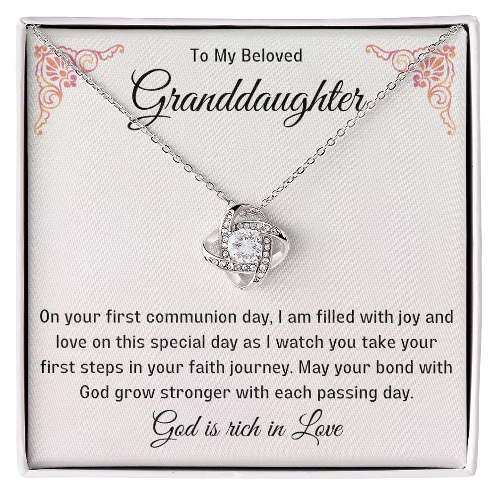 1st Communion Gifts for Granddaughter, Christening, Baptism, Confirmation, Necklace & Meaningful Message in Gift Box from Grandmother
