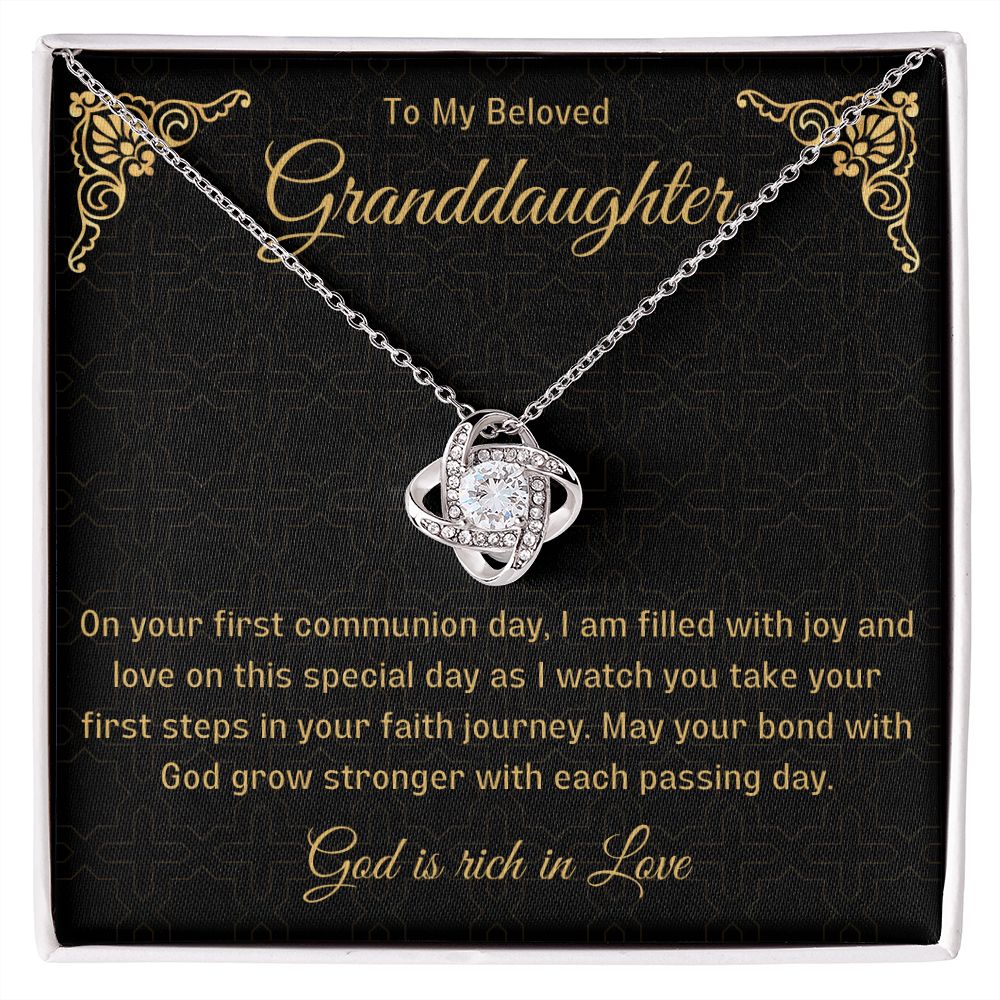1st Communion Gifts for Granddaughter, Christening, Baptism, Confirmation, Necklace & Meaningful Message in Gift Box from Grandmother