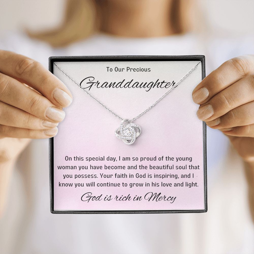 1st Communion Gifts for Granddaughter, Christening, Baptism, Confirmation, Necklace & Meaningful Message in Gift Box from Grandmother