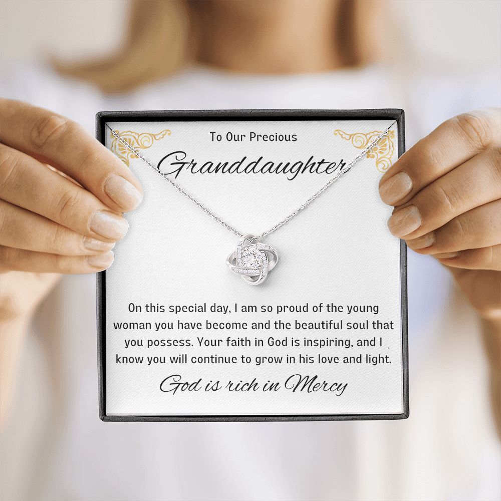 1st Communion Gifts for Granddaughter, Christening, Baptism, Confirmation, Necklace & Meaningful Message in Gift Box from Grandmother
