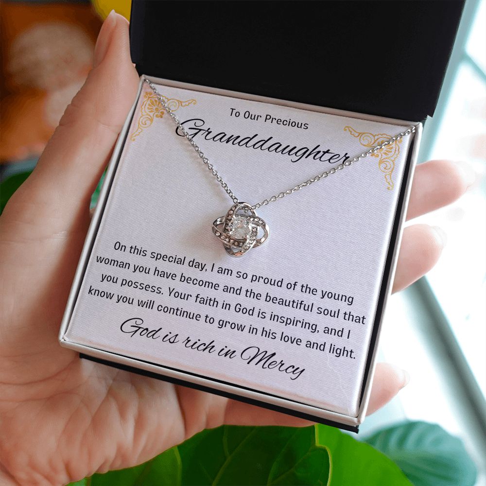 1st Communion Gifts for Granddaughter, Christening, Baptism, Confirmation, Necklace & Meaningful Message in Gift Box from Grandmother