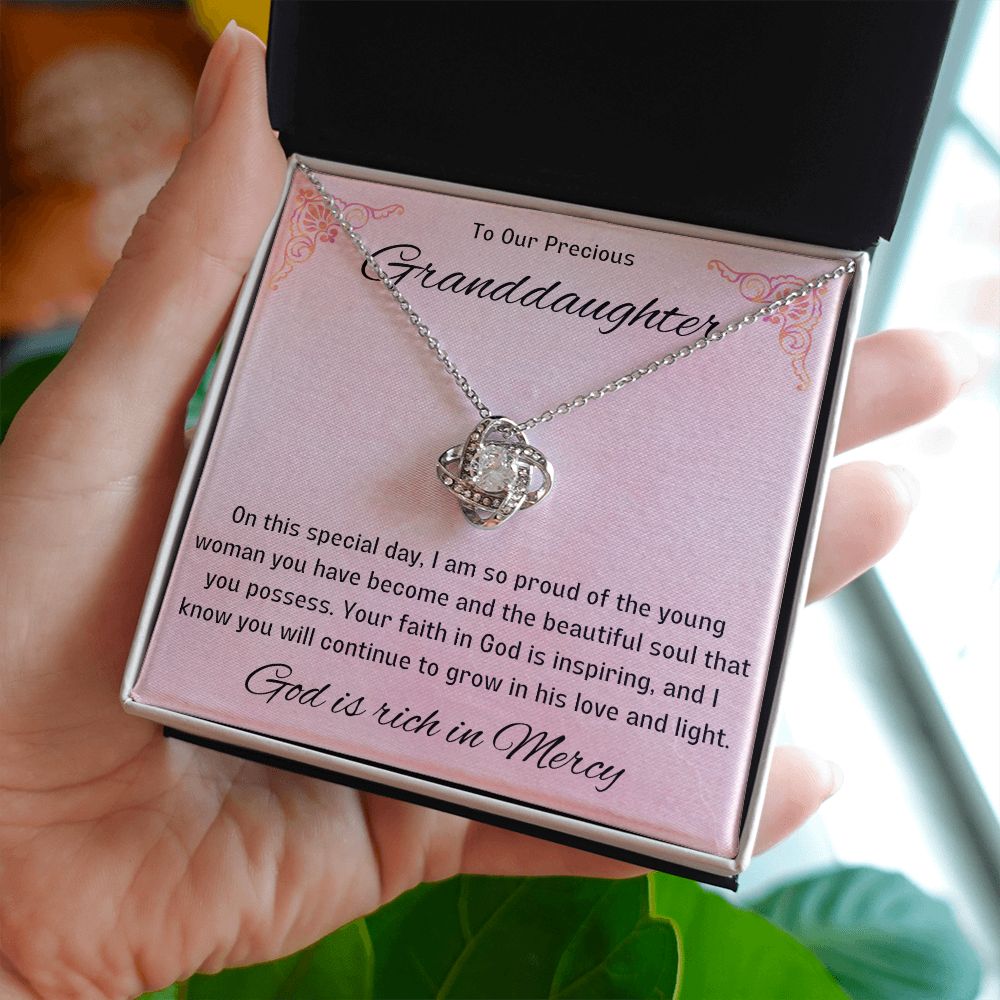 1st Communion Gifts for Granddaughter, Christening, Baptism, Confirmation, Necklace & Meaningful Message in Gift Box from Grandmother