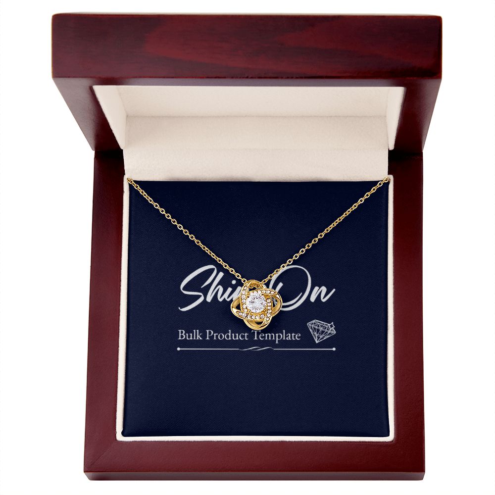 Wooden Box and knot gold Necklace with message card