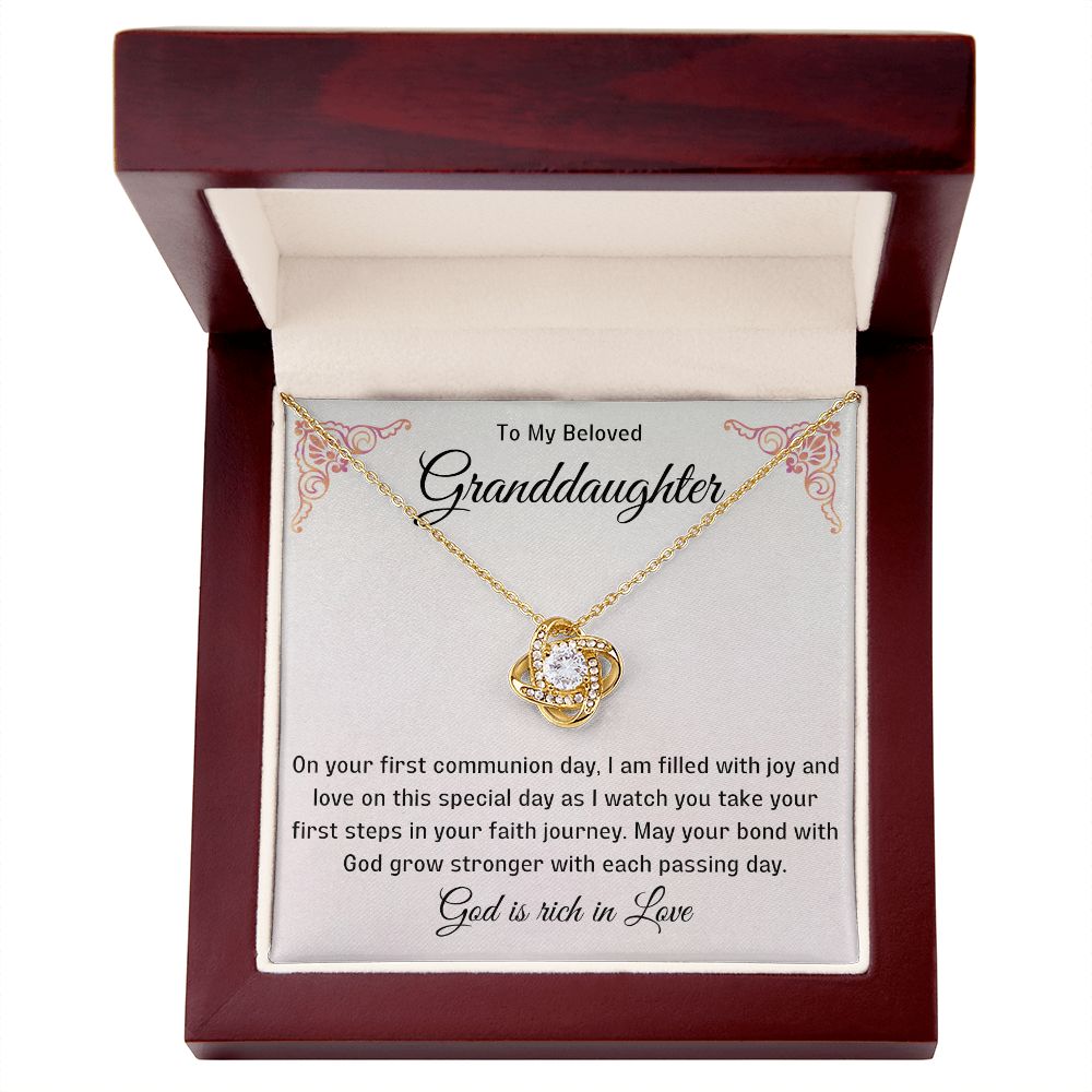 1st Communion Gifts for Granddaughter, Christening, Baptism, Confirmation, Necklace & Meaningful Message in Gift Box from Grandmother