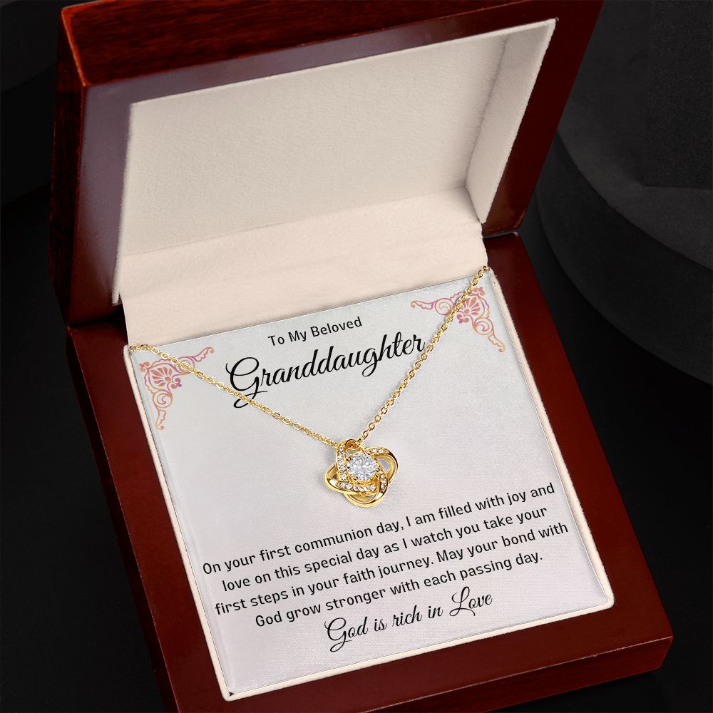 1st Communion Gifts for Granddaughter, Christening, Baptism, Confirmation, Necklace & Meaningful Message in Gift Box from Grandmother