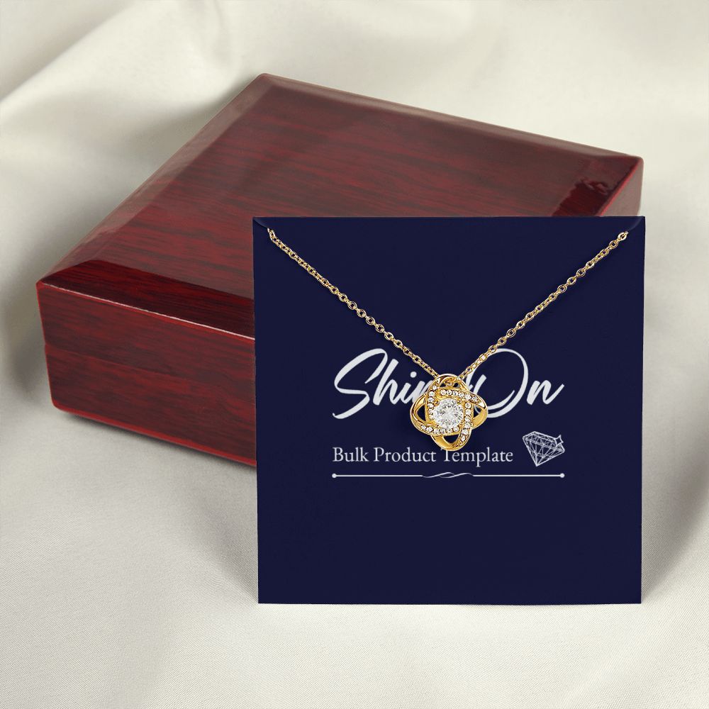 Knot necklace on message card with wooden box