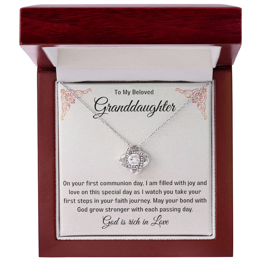 1st Communion Gifts for Granddaughter, Christening, Baptism, Confirmation, Necklace & Meaningful Message in Gift Box from Grandmother