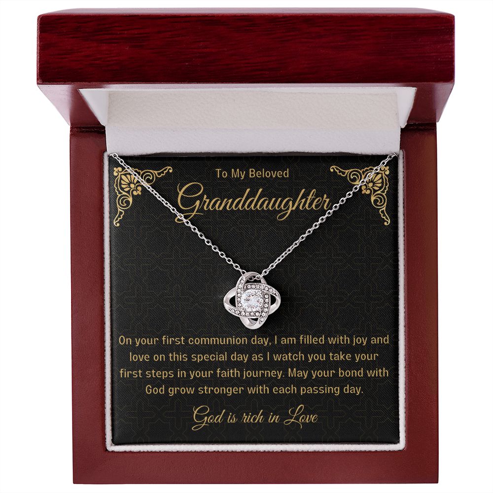1st Communion Gifts for Granddaughter, Christening, Baptism, Confirmation, Necklace & Meaningful Message in Gift Box from Grandmother