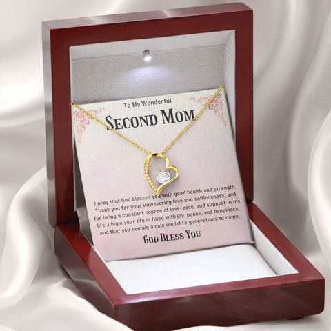 Second Mom Necklace | From Step Daughter to Chosen Mom & Adopted Mom, Jewelry Present Meaningful to Stepmother Necklace and Unbiological Mom