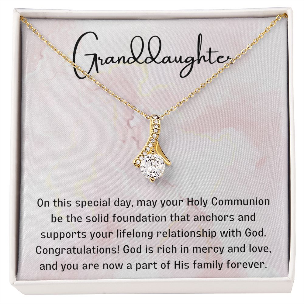 1st Communion Gifts for Granddaughter, Christening, First Communion, Confirmation, Girl Necklace & Best Wishes in Gift Box from Grandmother