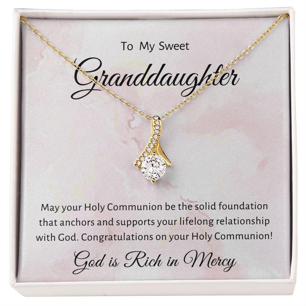 1st Communion Gifts for Granddaughter, Christening, First Communion, Confirmation, Girl Necklace & Best Wishes in Gift Box from Grandmother
