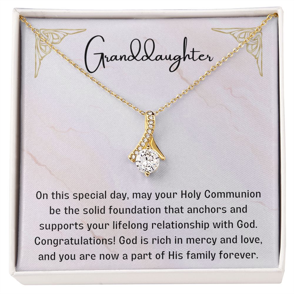 1st Communion Gifts for Granddaughter, Christening, First Communion, Confirmation, Girl Necklace & Best Wishes in Gift Box from Grandmother