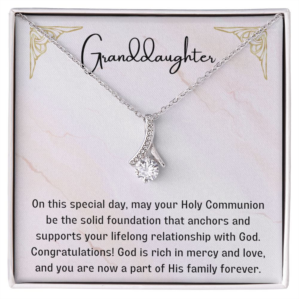 1st Communion Gifts for Granddaughter, Christening, First Communion, Confirmation, Girl Necklace & Best Wishes in Gift Box from Grandmother