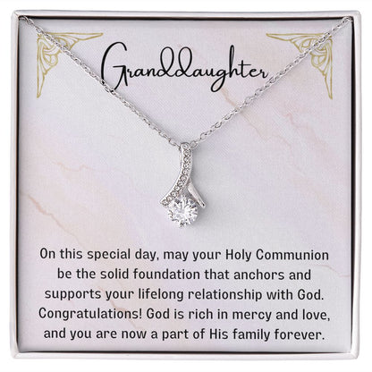 1st Communion Gifts for Granddaughter, Christening, First Communion, Confirmation, Girl Necklace & Best Wishes in Gift Box from Grandmother