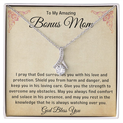 Bonus Mom Gift | Stepmom Necklace from Stepdaughter, Thank You Gifts to Get My Second Mom, Unbiological Mother, Chosen Mom & Stepped Up Mom