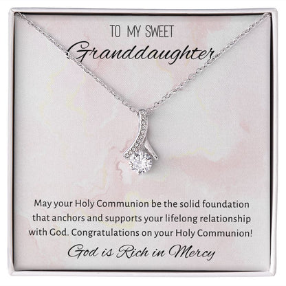 1st Communion Gifts for Granddaughter, Christening, First Communion, Confirmation, Girl Necklace & Best Wishes in Gift Box from Grandmother