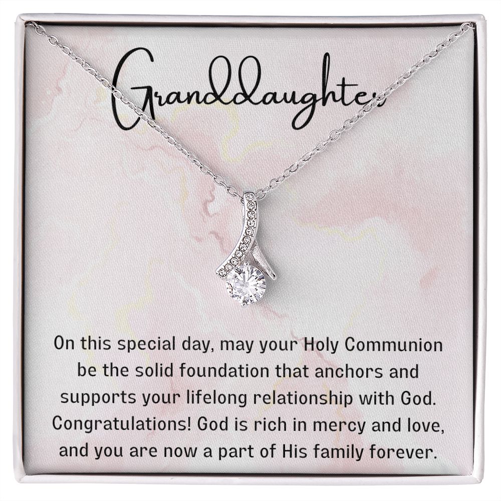 1st Communion Gifts for Granddaughter, Christening, First Communion, Confirmation, Girl Necklace & Best Wishes in Gift Box from Grandmother