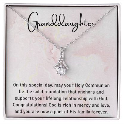 1st Communion Gifts for Granddaughter, Christening, First Communion, Confirmation, Girl Necklace & Best Wishes in Gift Box from Grandmother