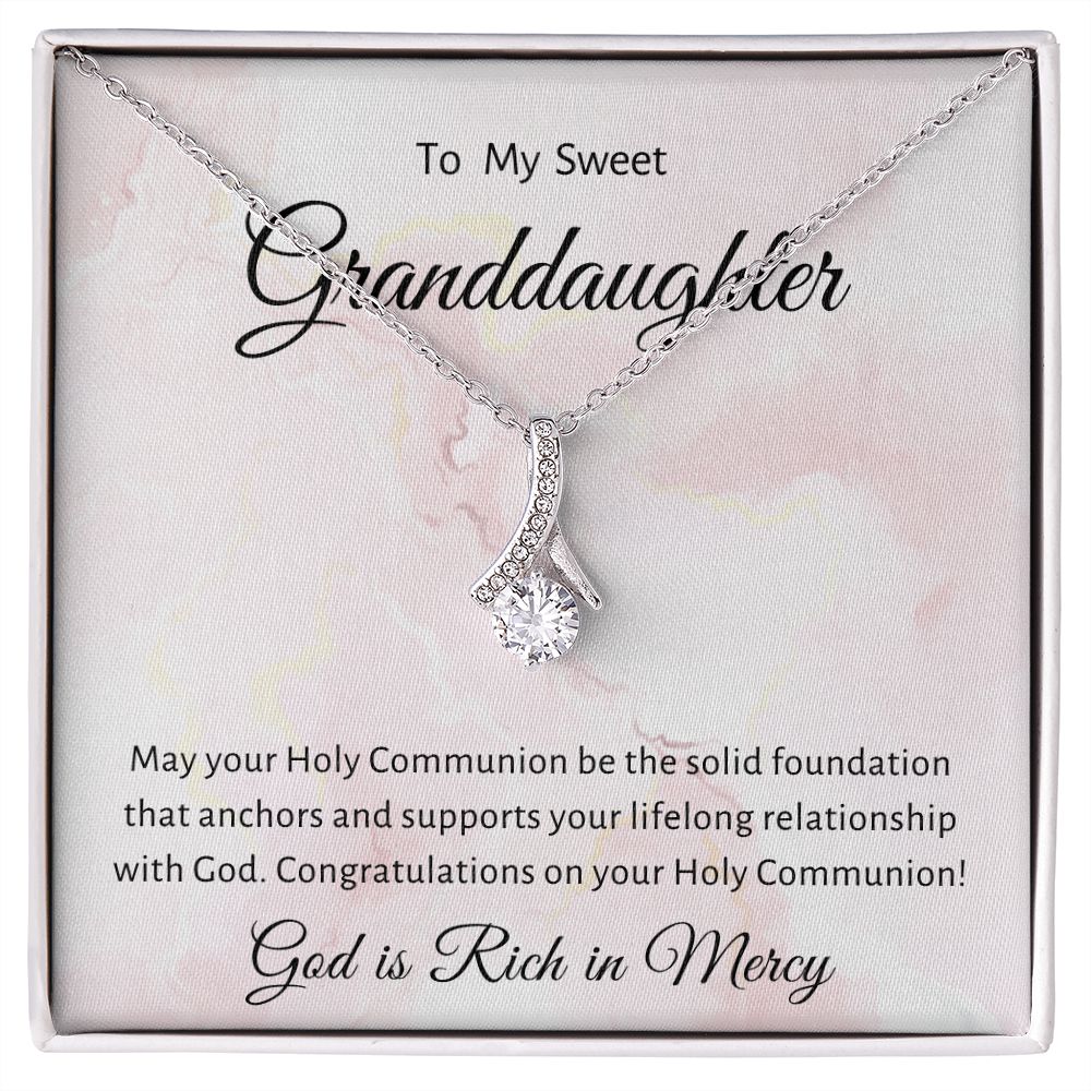 1st Communion Gifts for Granddaughter, Christening, First Communion, Confirmation, Girl Necklace & Best Wishes in Gift Box from Grandmother