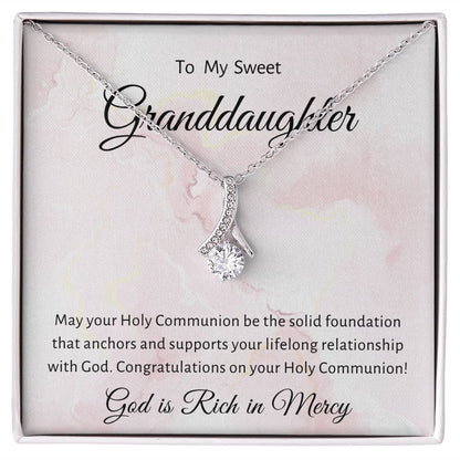 1st Communion Gifts for Granddaughter, Christening, First Communion, Confirmation, Girl Necklace & Best Wishes in Gift Box from Grandmother