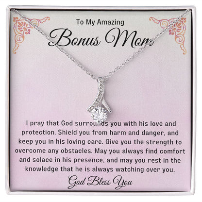 Bonus Mom Gift | Stepmom Necklace from Stepdaughter, Thank You Gifts to Get My Second Mom, Unbiological Mother, Chosen Mom & Stepped Up Mom