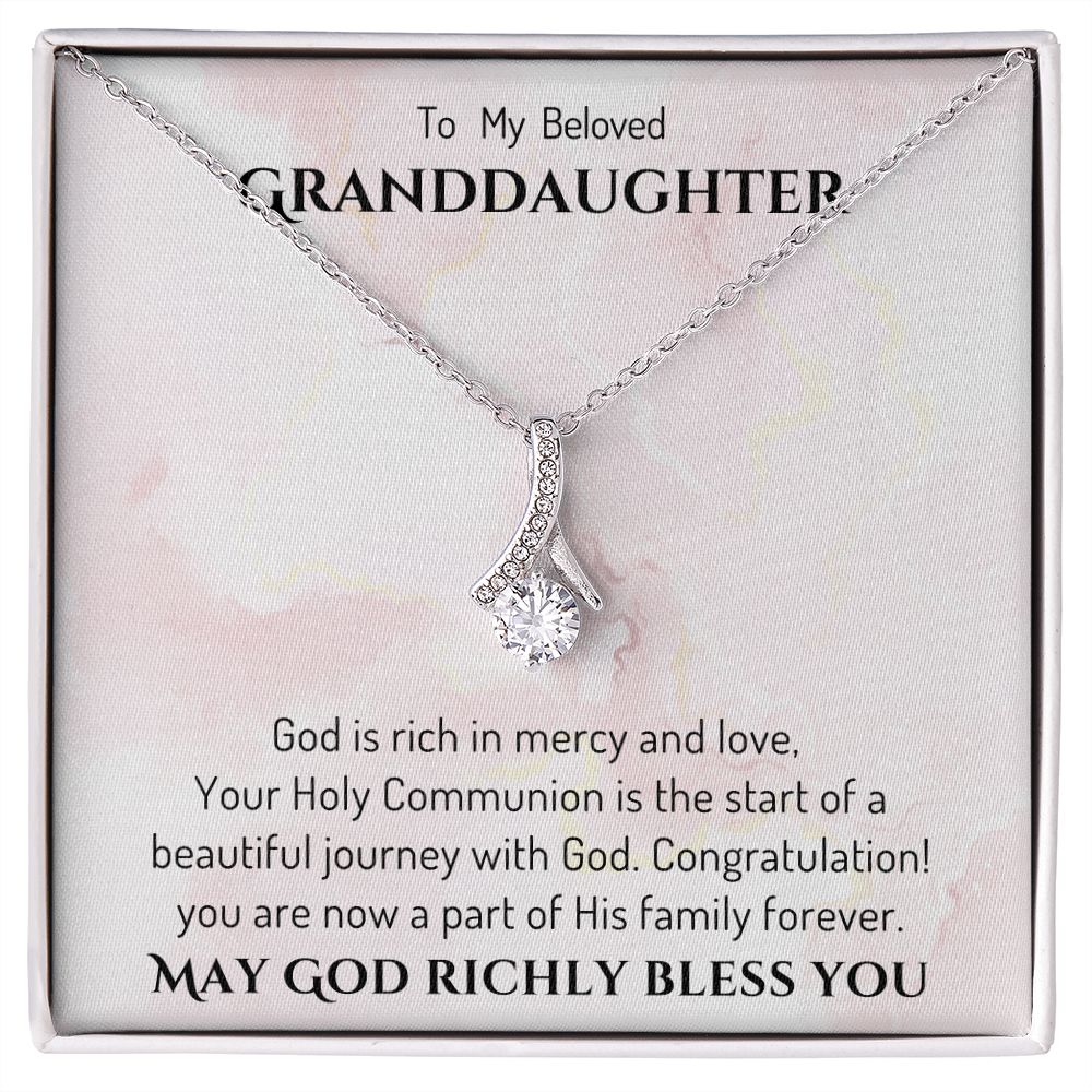 1st Communion Gifts for Granddaughter, Christening, First Communion, Confirmation, Girl Necklace & Best Wishes in Gift Box from Grandmother