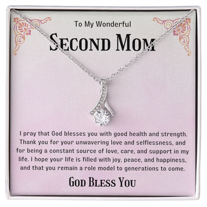 Second Mom Necklace | From Step Daughter to Chosen Mom & Adopted Mom, Jewelry Present Meaningful to Stepmother Necklace and Unbiological Mom