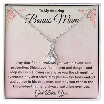 Bonus Mom Gift | Stepmom Necklace from Stepdaughter, Thank You Gifts to Get My Second Mom, Unbiological Mother, Chosen Mom & Stepped Up Mom