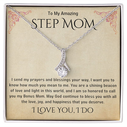 Stepmother Necklace | Present Meaningful Jewelry from Step Daughter to Unbiological Mom, Second Mother, Adopted Mom, Gifts to Get My Mom
