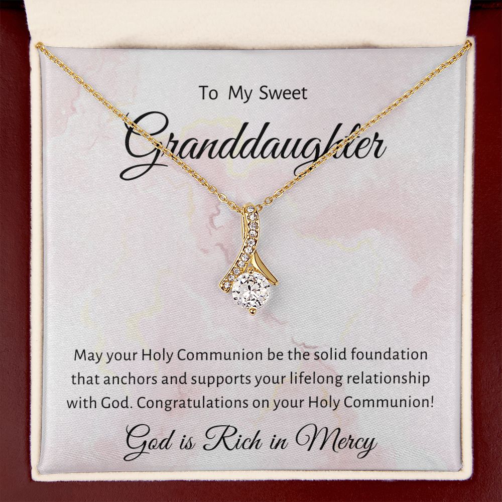 1st Communion Gifts for Granddaughter, Christening, First Communion, Confirmation, Girl Necklace & Best Wishes in Gift Box from Grandmother