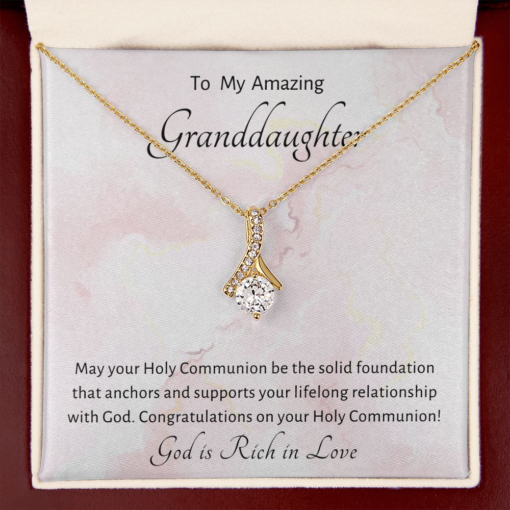 1st Communion Gifts for Granddaughter, Christening, First Communion, Confirmation, Girl Necklace & Best Wishes in Gift Box from Grandmother