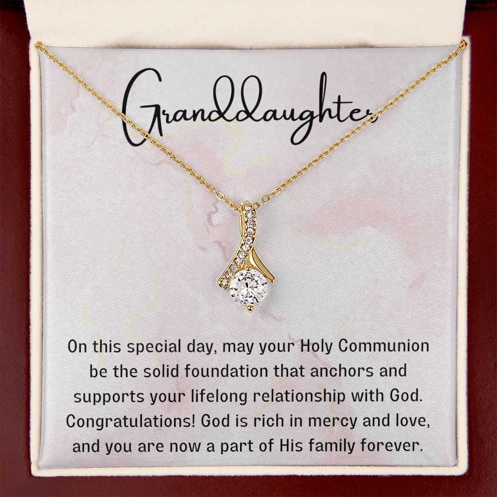 1st Communion Gifts for Granddaughter, Christening, First Communion, Confirmation, Girl Necklace & Best Wishes in Gift Box from Grandmother