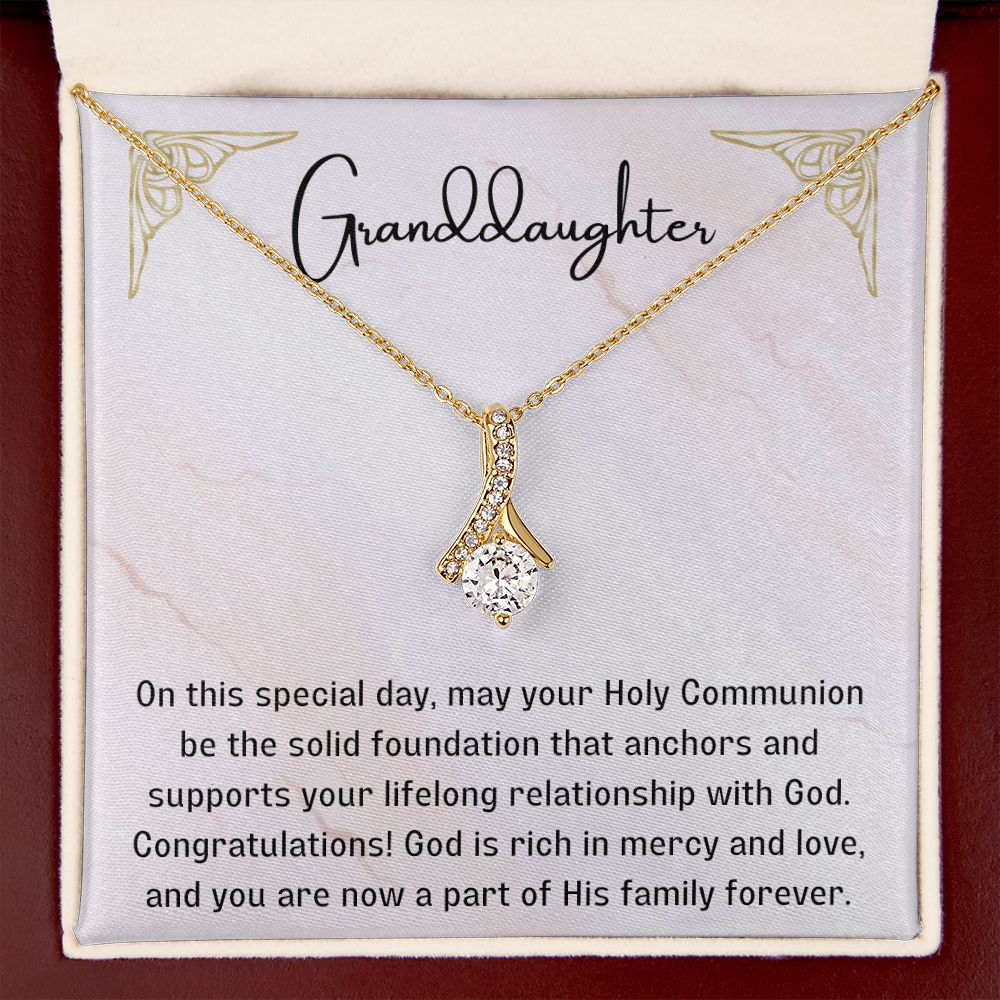 1st Communion Gifts for Granddaughter, Christening, First Communion, Confirmation, Girl Necklace & Best Wishes in Gift Box from Grandmother