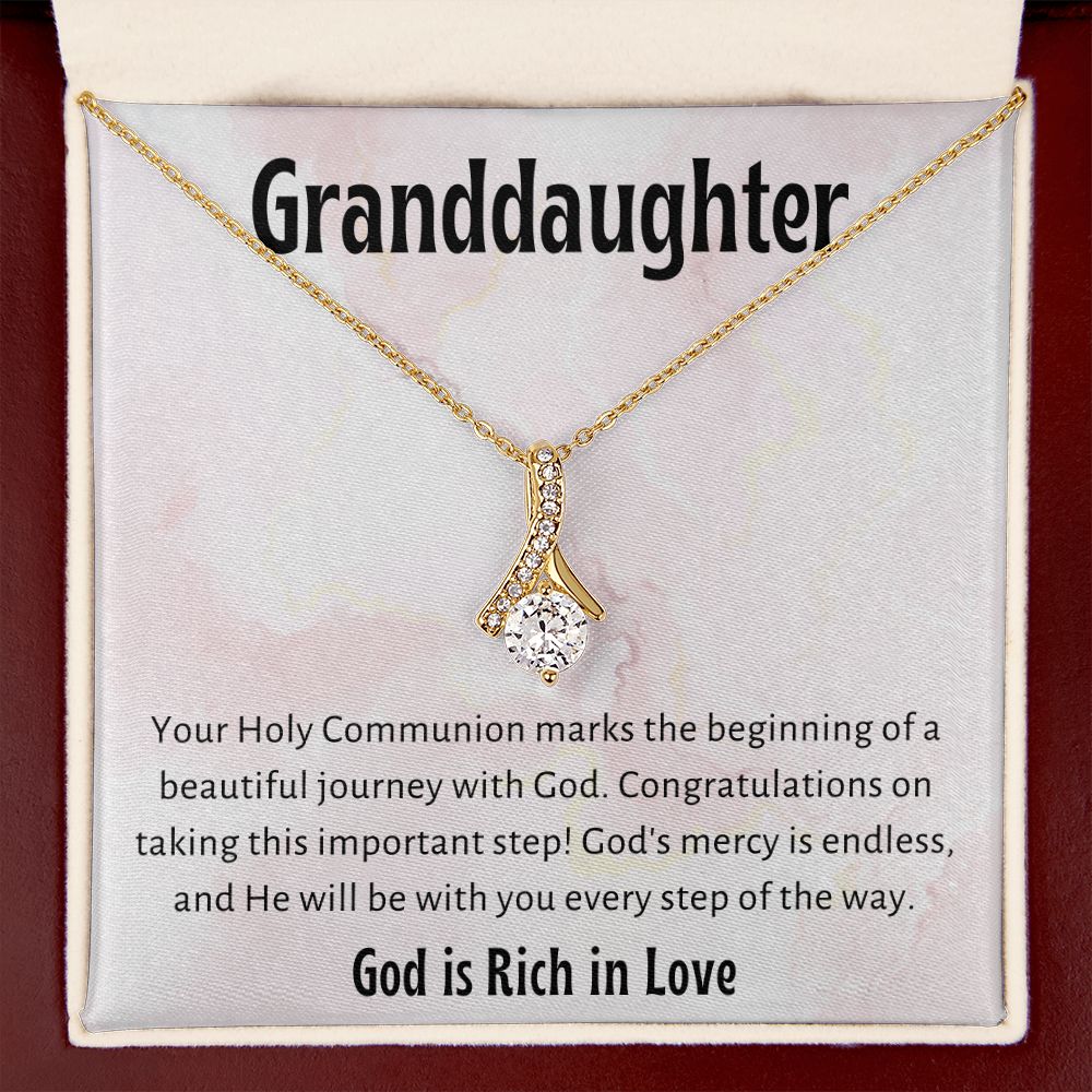 1st Communion Gifts for Granddaughter, Christening, First Communion, Confirmation, Girl Necklace & Best Wishes in Gift Box from Grandmother