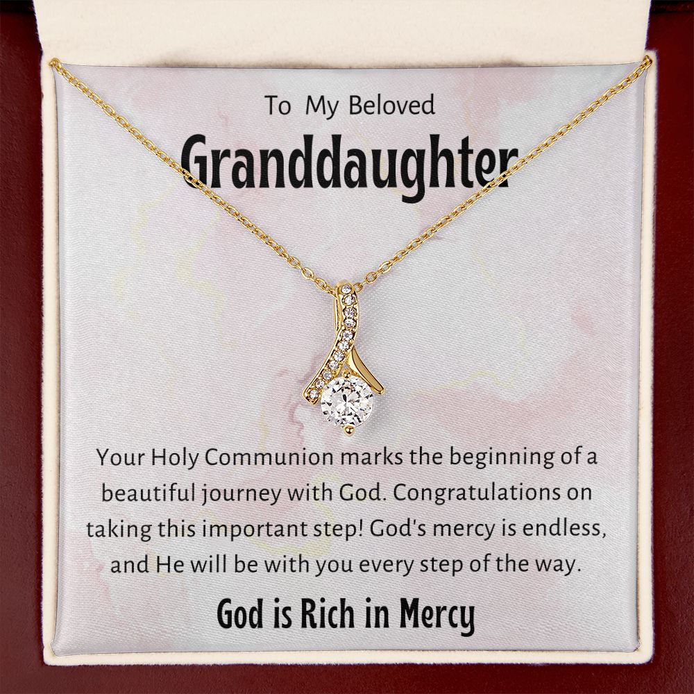 1st Communion Gifts for Granddaughter, Christening, First Communion, Confirmation, Girl Necklace & Best Wishes in Gift Box from Grandmother
