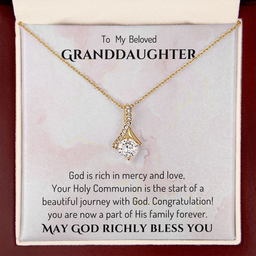 1st Communion Gifts for Granddaughter, Christening, First Communion, Confirmation, Girl Necklace & Best Wishes in Gift Box from Grandmother