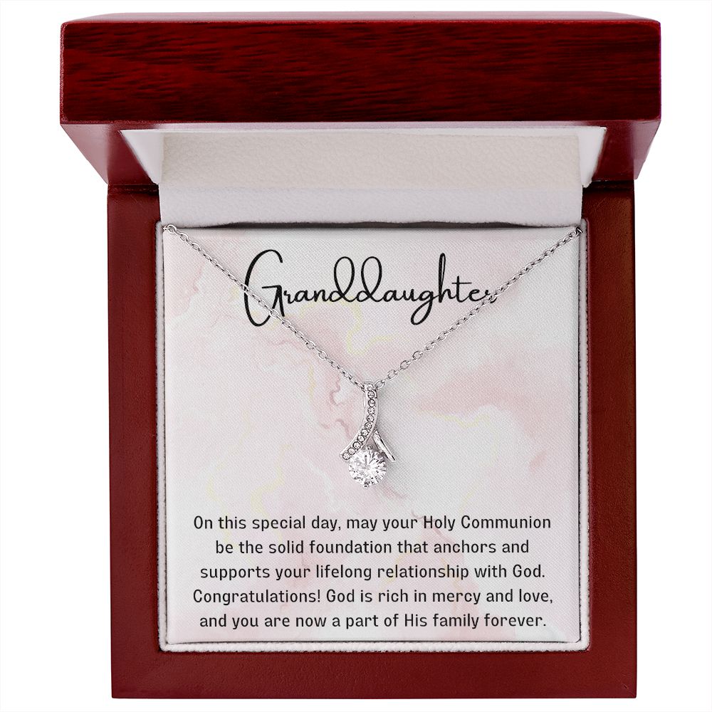 1st Communion Gifts for Granddaughter, Christening, First Communion, Confirmation, Girl Necklace & Best Wishes in Gift Box from Grandmother