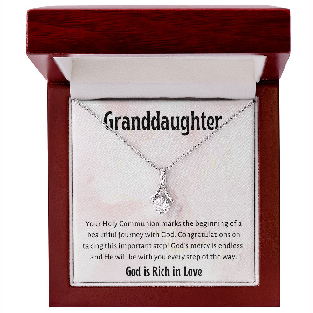 1st Communion Gifts for Granddaughter, Christening, First Communion, Confirmation, Girl Necklace & Best Wishes in Gift Box from Grandmother