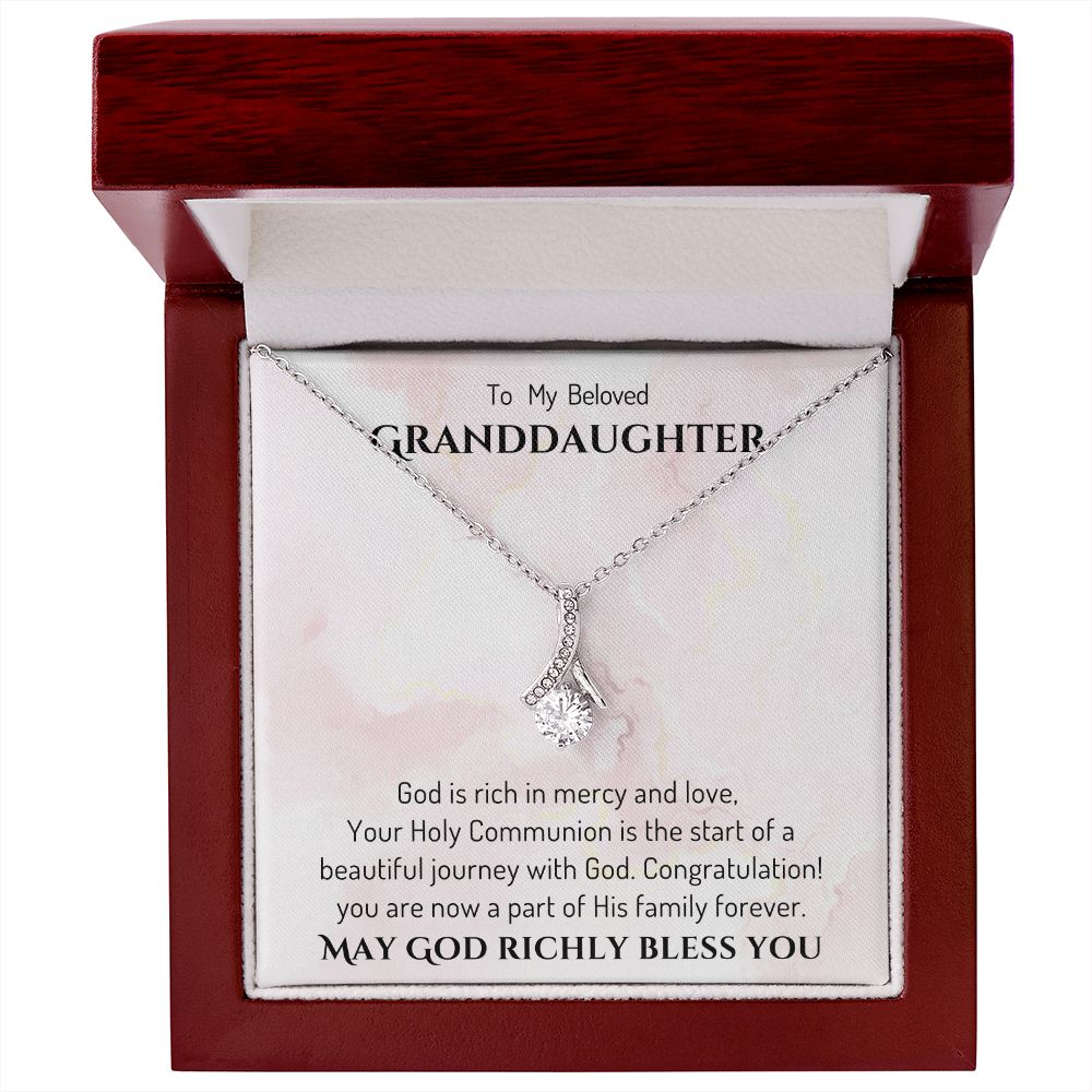1st Communion Gifts for Granddaughter, Christening, First Communion, Confirmation, Girl Necklace & Best Wishes in Gift Box from Grandmother