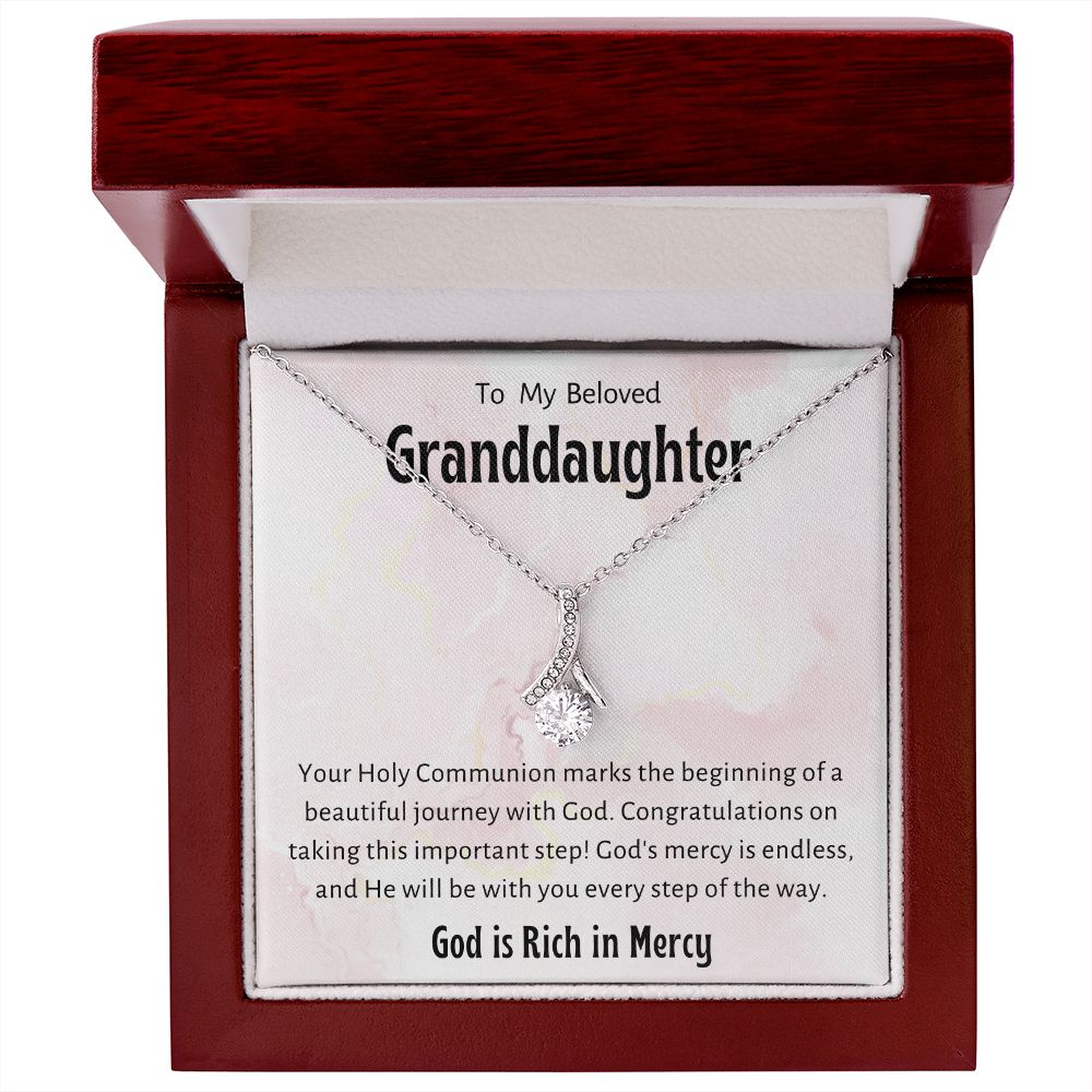 1st Communion Gifts for Granddaughter, Christening, First Communion, Confirmation, Girl Necklace & Best Wishes in Gift Box from Grandmother