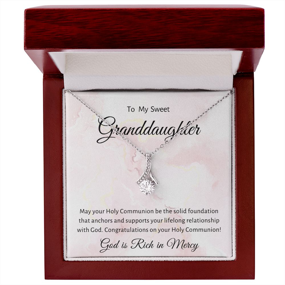 1st Communion Gifts for Granddaughter, Christening, First Communion, Confirmation, Girl Necklace & Best Wishes in Gift Box from Grandmother