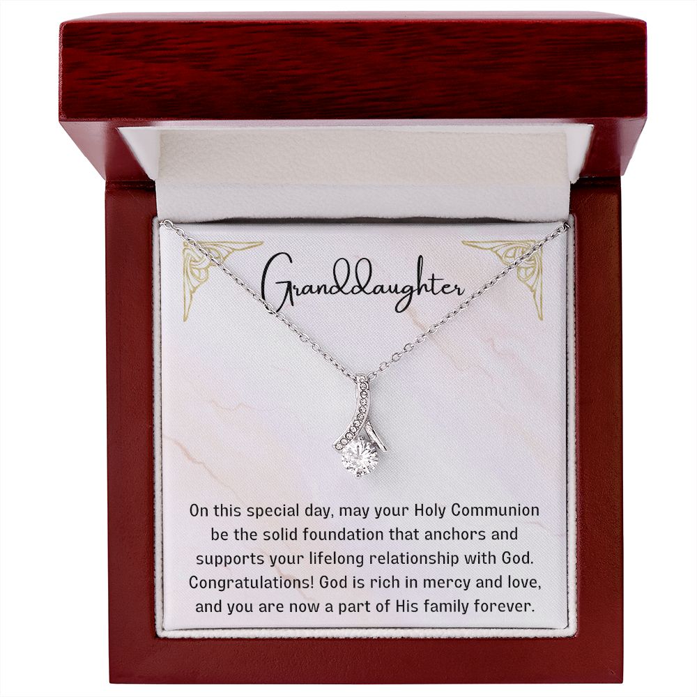 1st Communion Gifts for Granddaughter, Christening, First Communion, Confirmation, Girl Necklace & Best Wishes in Gift Box from Grandmother
