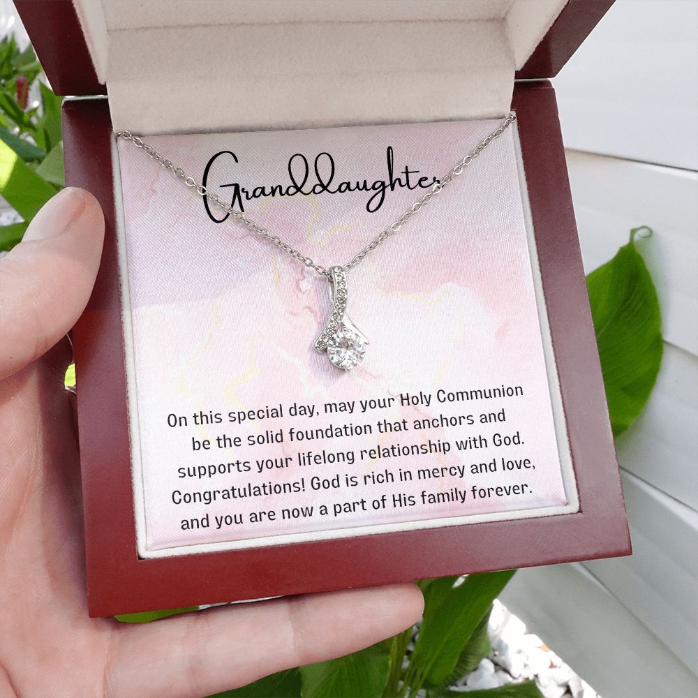 1st Communion Gifts for Granddaughter, Christening, First Communion, Confirmation, Girl Necklace & Best Wishes in Gift Box from Grandmother