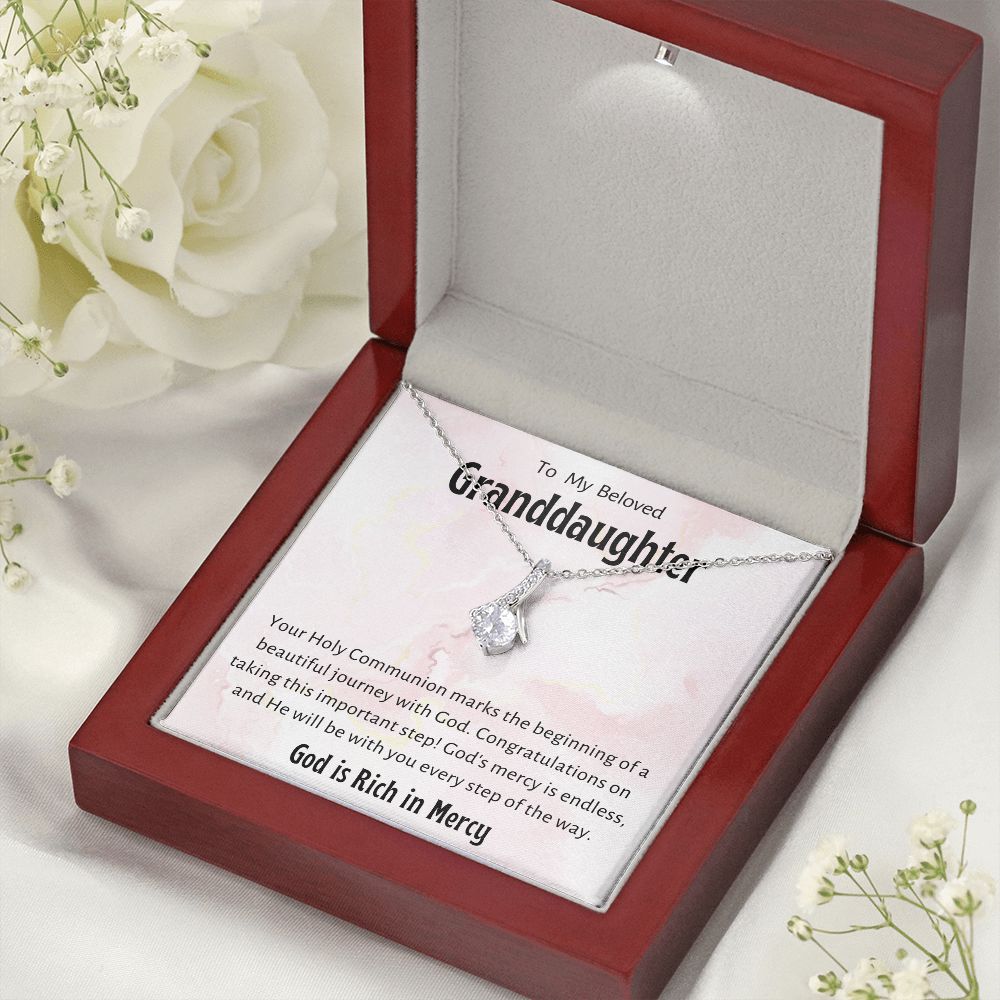 1st Communion Gifts for Granddaughter, Christening, First Communion, Confirmation, Girl Necklace & Best Wishes in Gift Box from Grandmother
