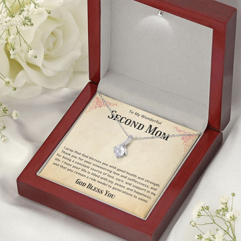 Second Mom Necklace | From Step Daughter to Chosen Mom & Adopted Mom, Jewelry Present Meaningful to Stepmother Necklace and Unbiological Mom