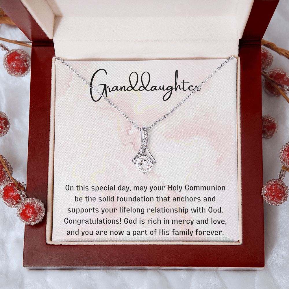 1st Communion Gifts for Granddaughter, Christening, First Communion, Confirmation, Girl Necklace & Best Wishes in Gift Box from Grandmother